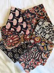 Set of fabric swatches with various patterns on a white background