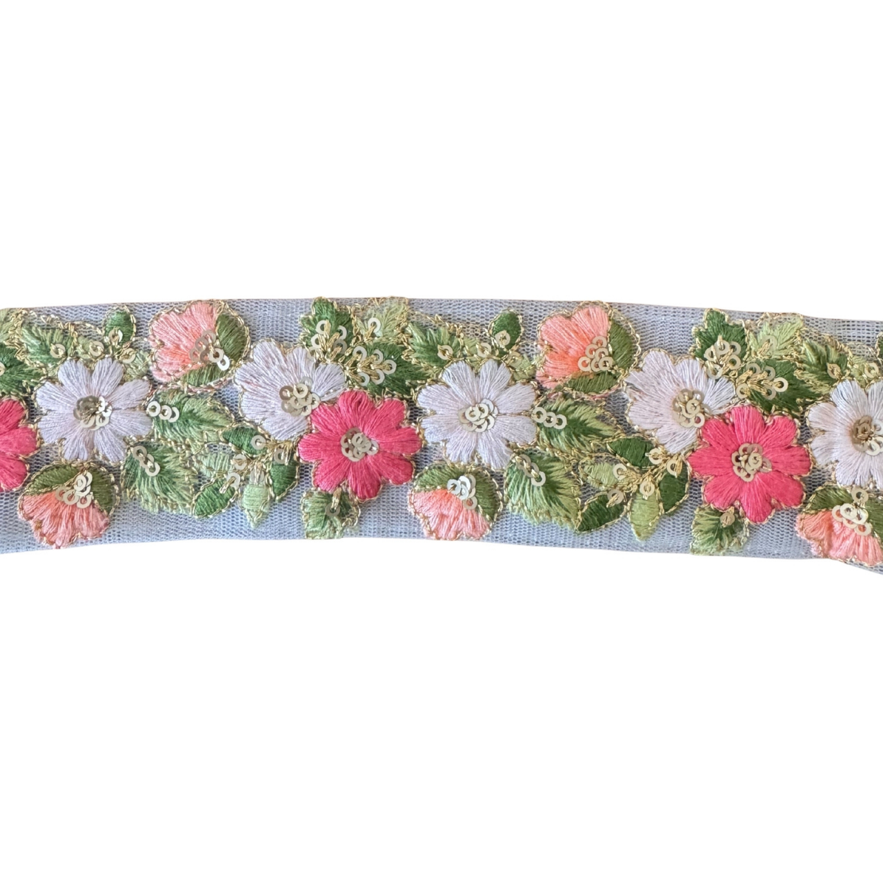 White & Pink Delicate Flowers Ribbon