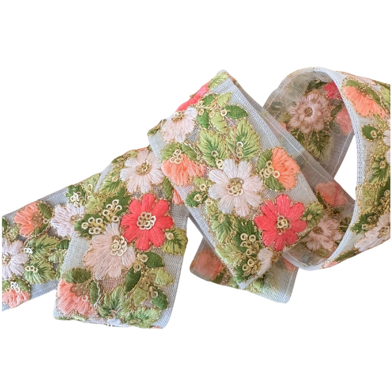 White & Pink Delicate Flowers Ribbon