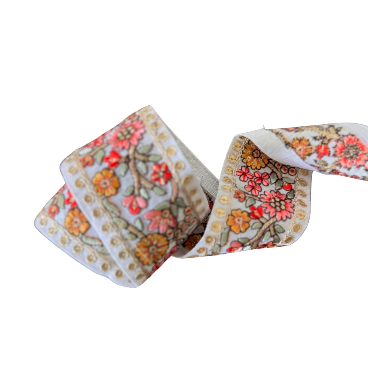 Orange & Green Floral Ribbon