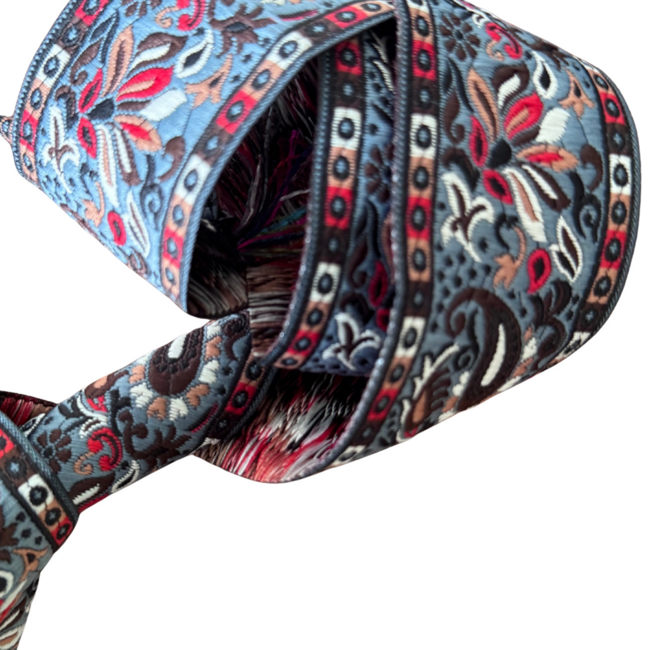 Duck Egg Blue Ribbon With Floral & Paisley
