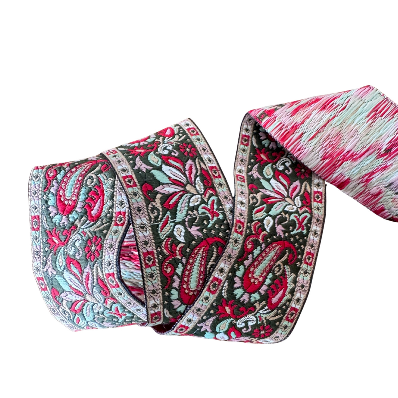 Red & Green Paisley Ribbon