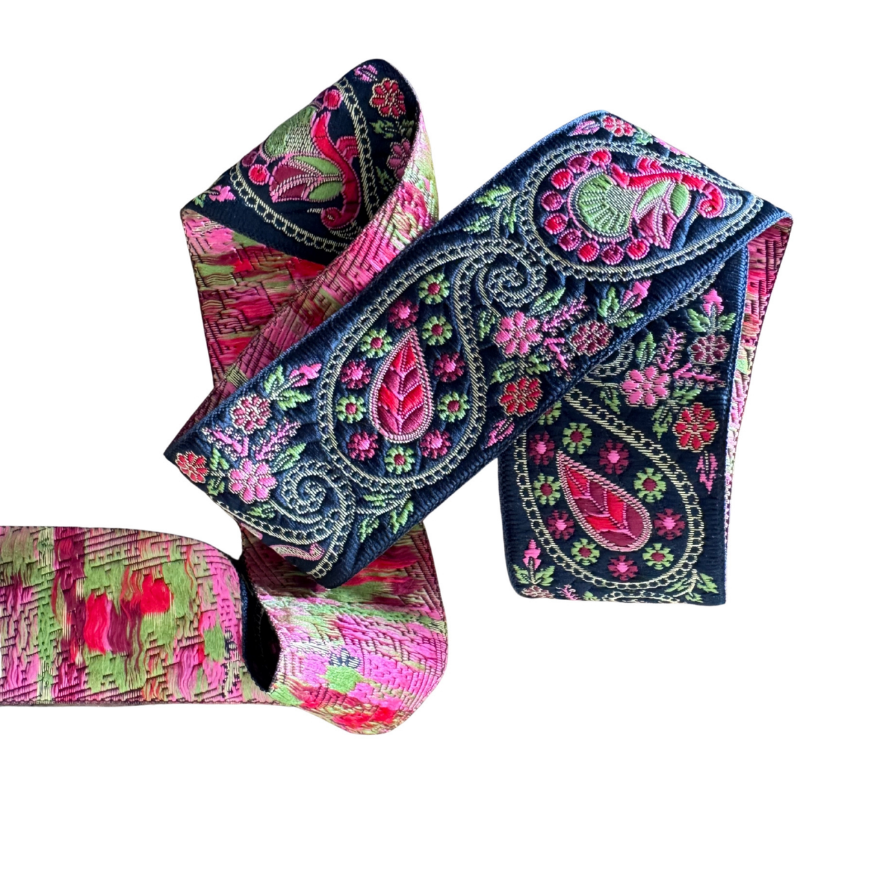 Pink & Red Paisley Ribbon With Elephant
