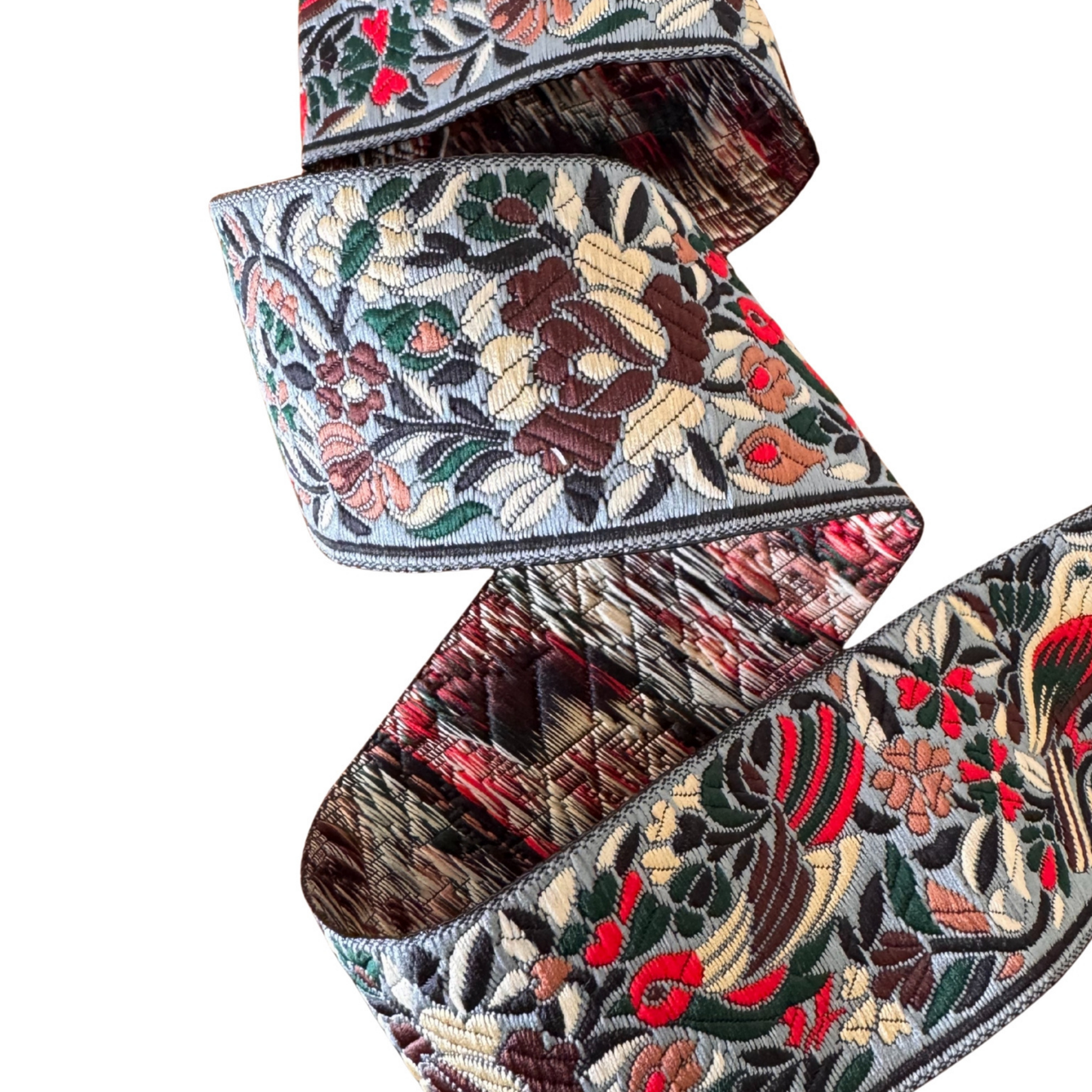 Grey Ribbon With Bird & Flower