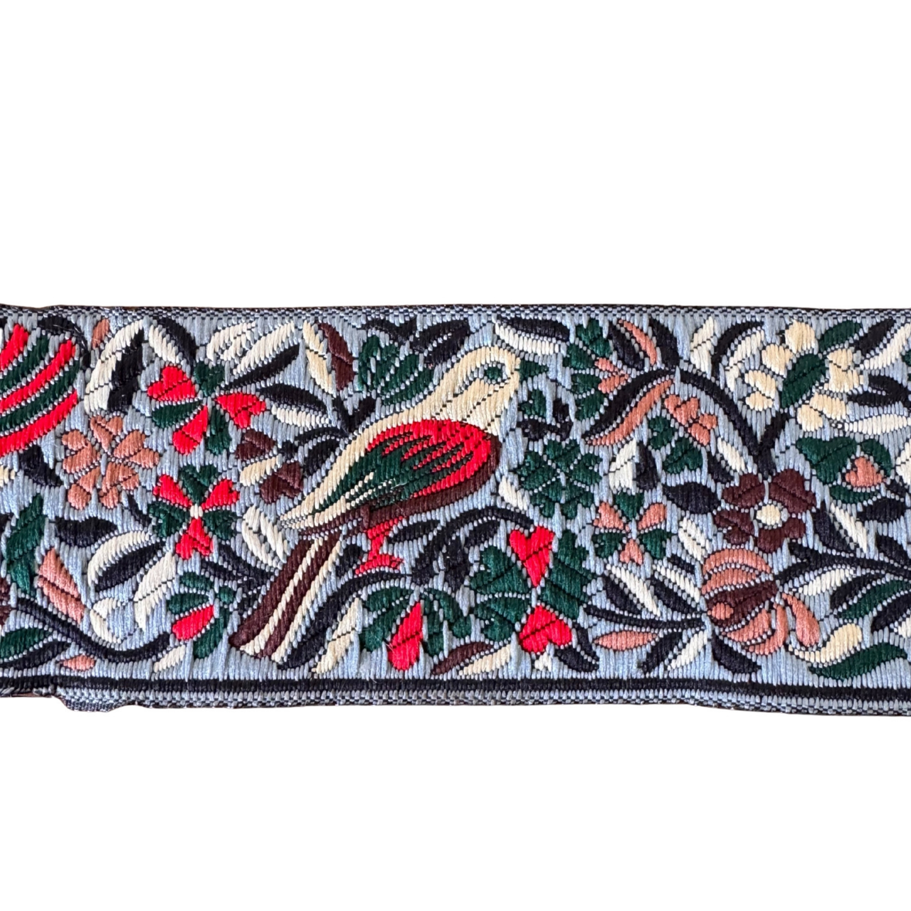 Grey Ribbon With Bird & Flower