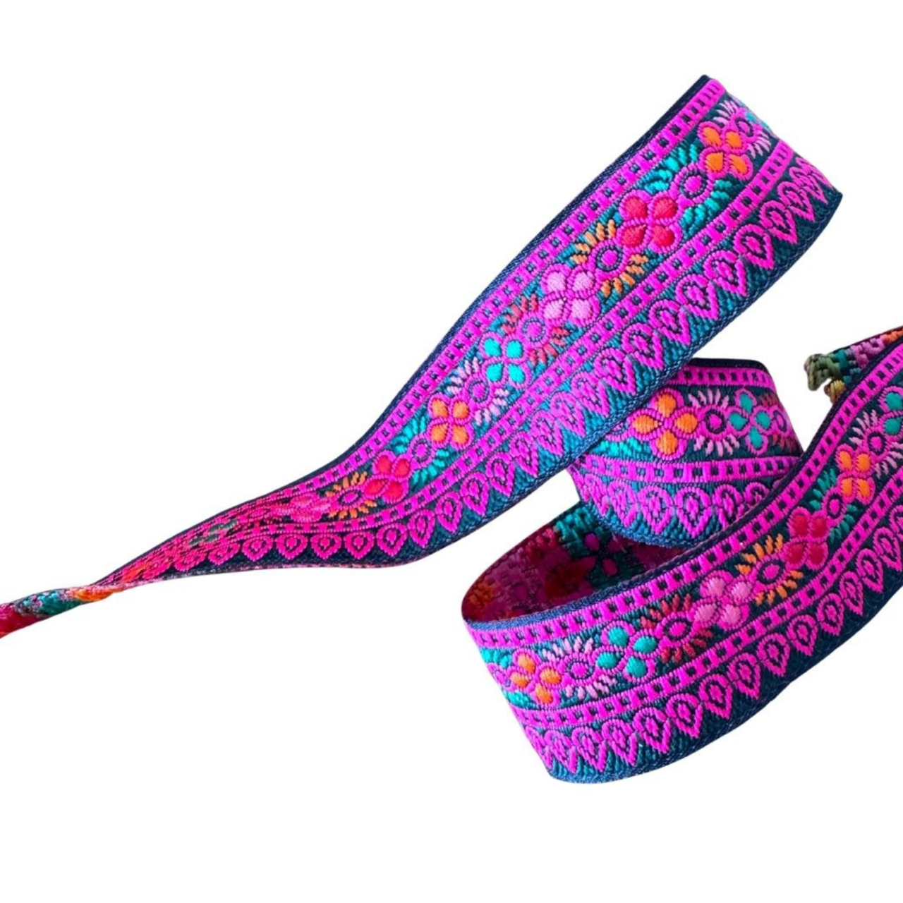 Hot Pink & Green Floral Ribbon