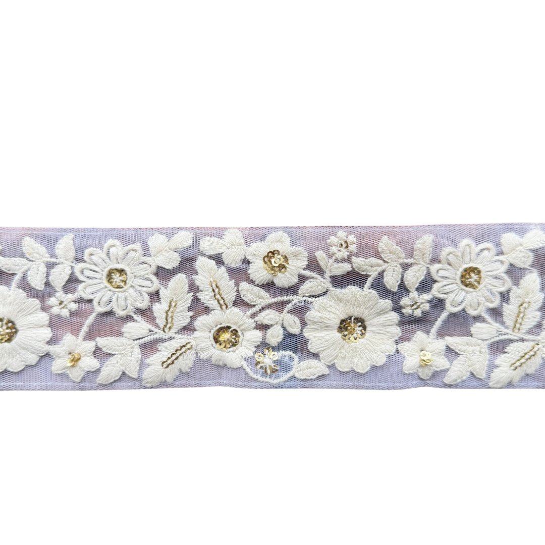 White Lace Flowers Ribbon