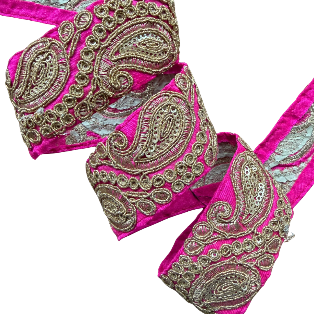 Pink & Gold Paisley Ribbon