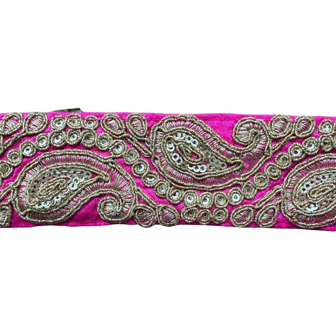 Pink & Gold Paisley Ribbon