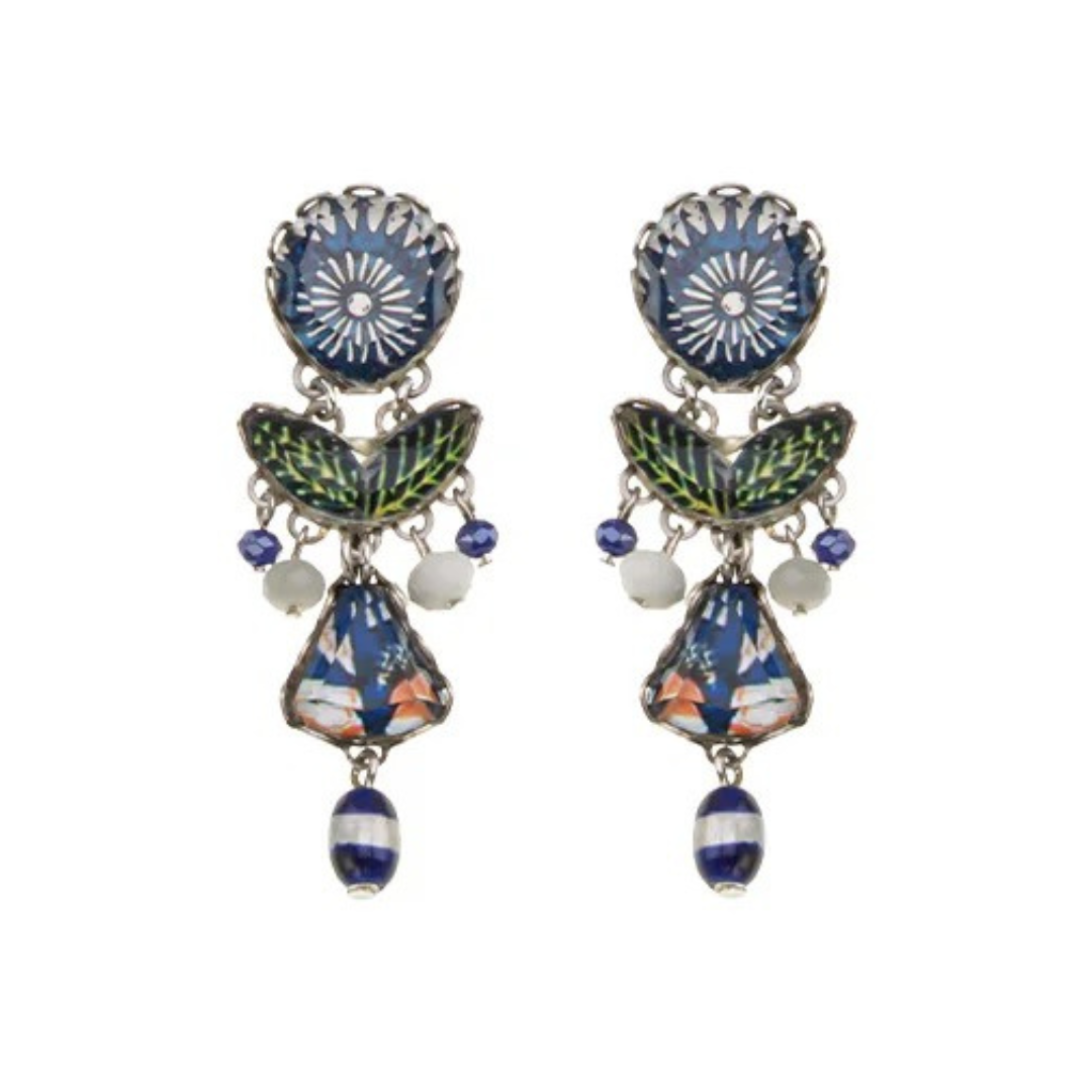 Ayala Bar Earrings - Blue & Green Drop