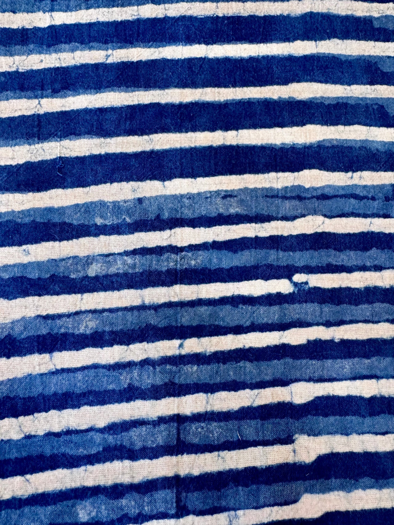 Block Print Cotton Fabric - Indigo & White Stripe