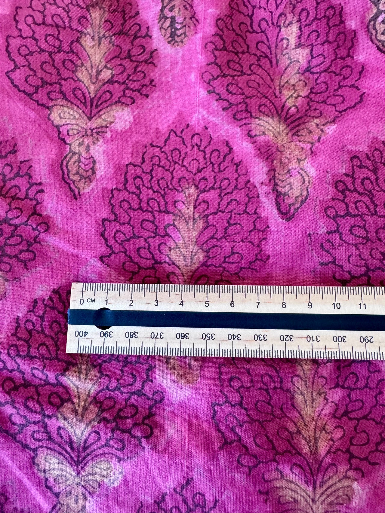 Block Print Cotton Fabric - Pink Hydrangeas