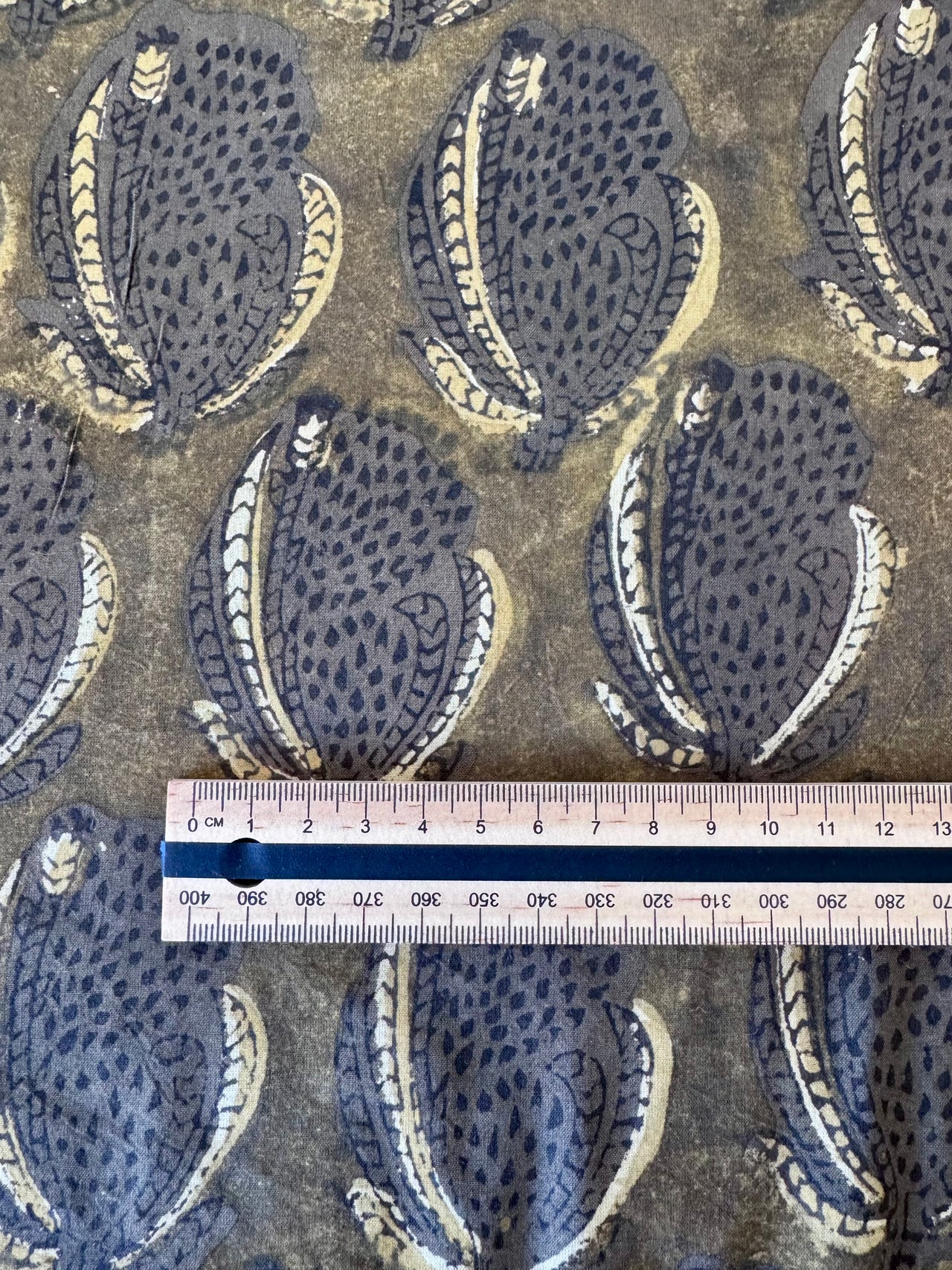 Block Print Cotton Fabric - Green Porter