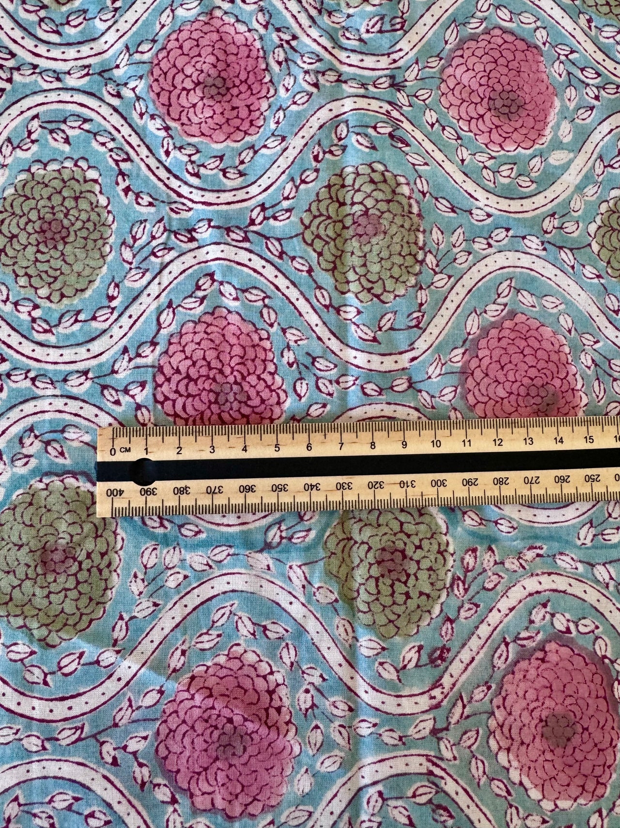 Block Print Cotton Fabric - Red & Pink Floral