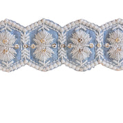 Decorative lace trim with floral patterns on a white background