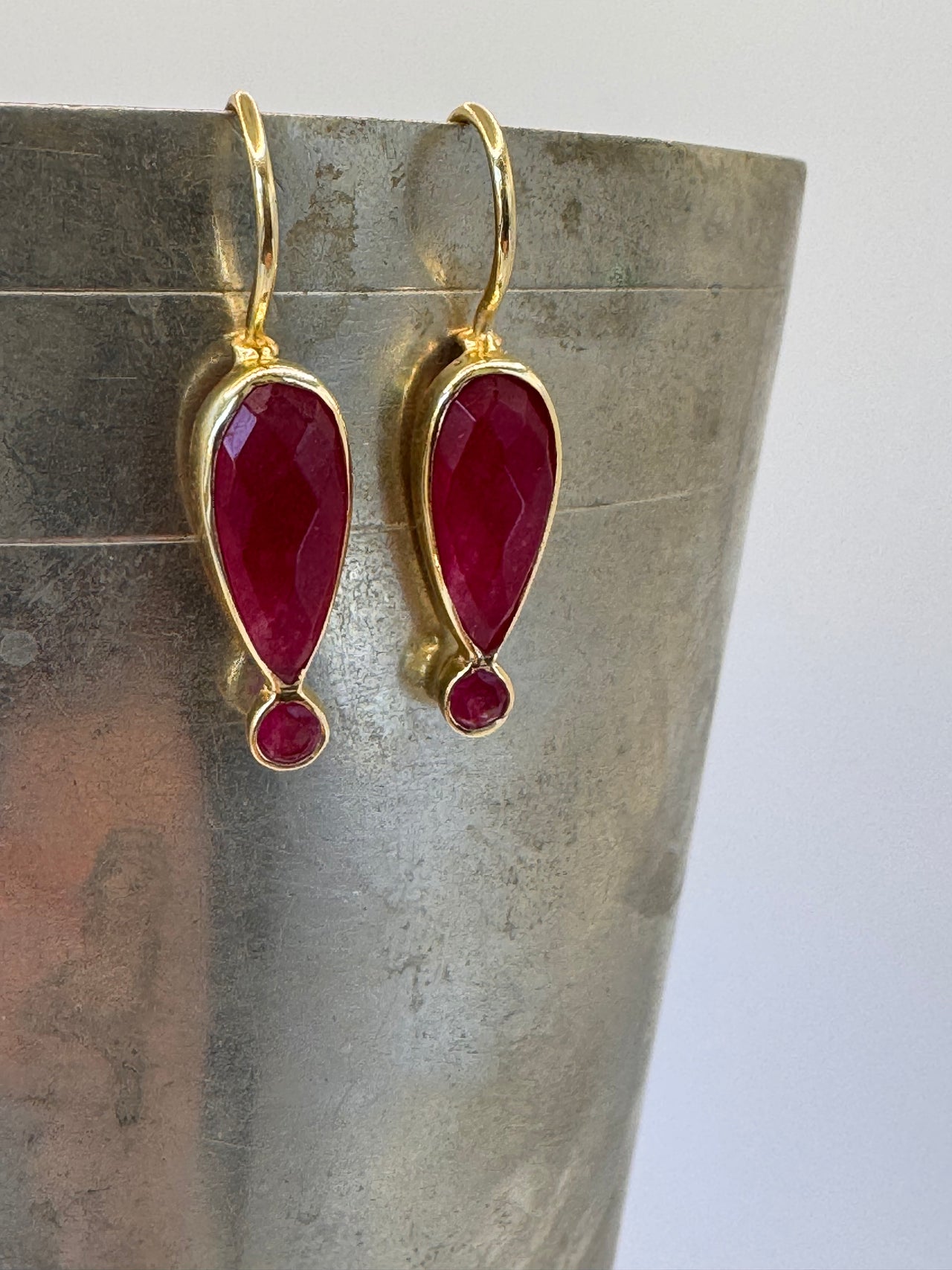 Pink Quartz Teardrop Earrings