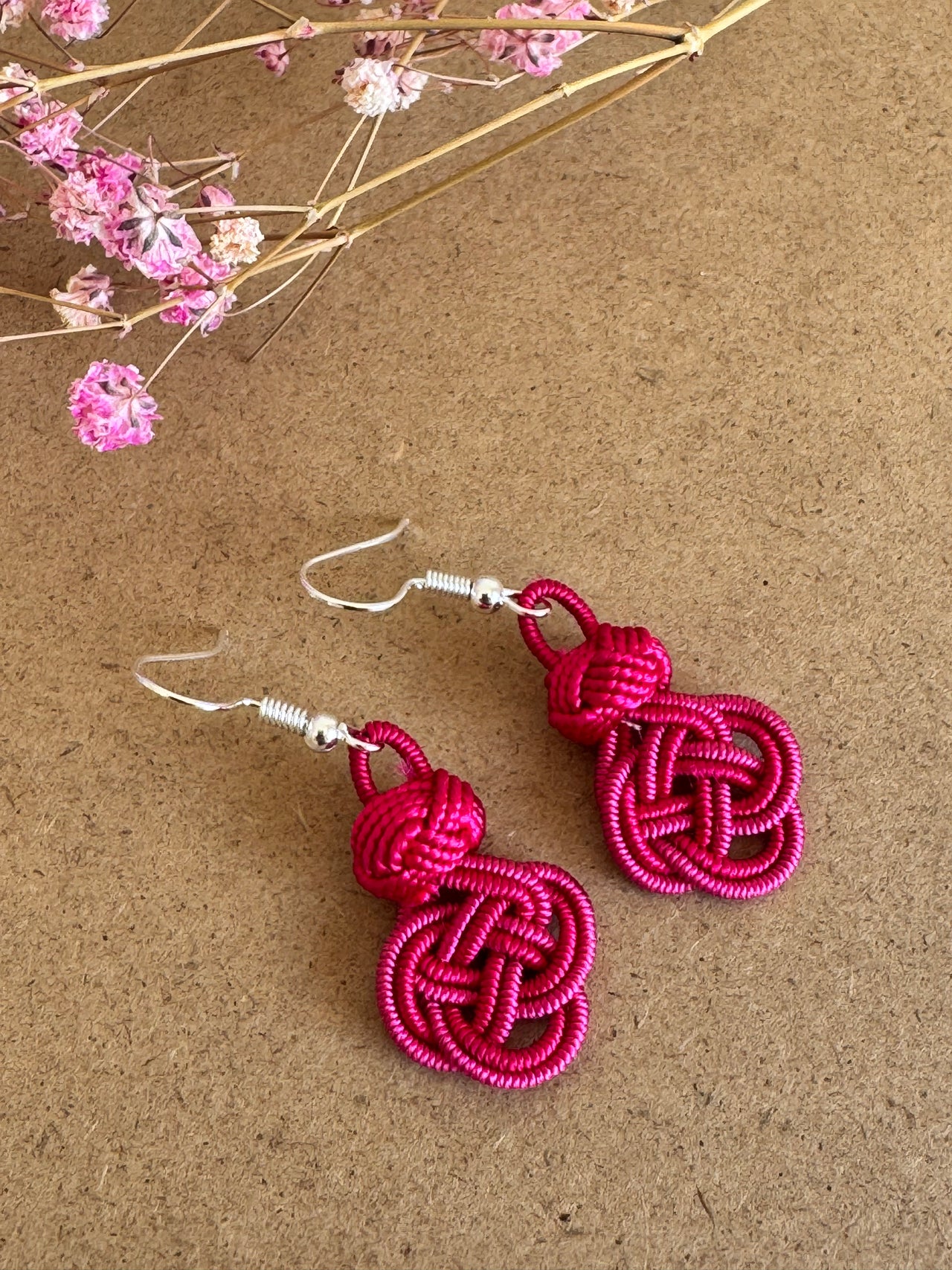Silk Earrings – Hot Pink Knot