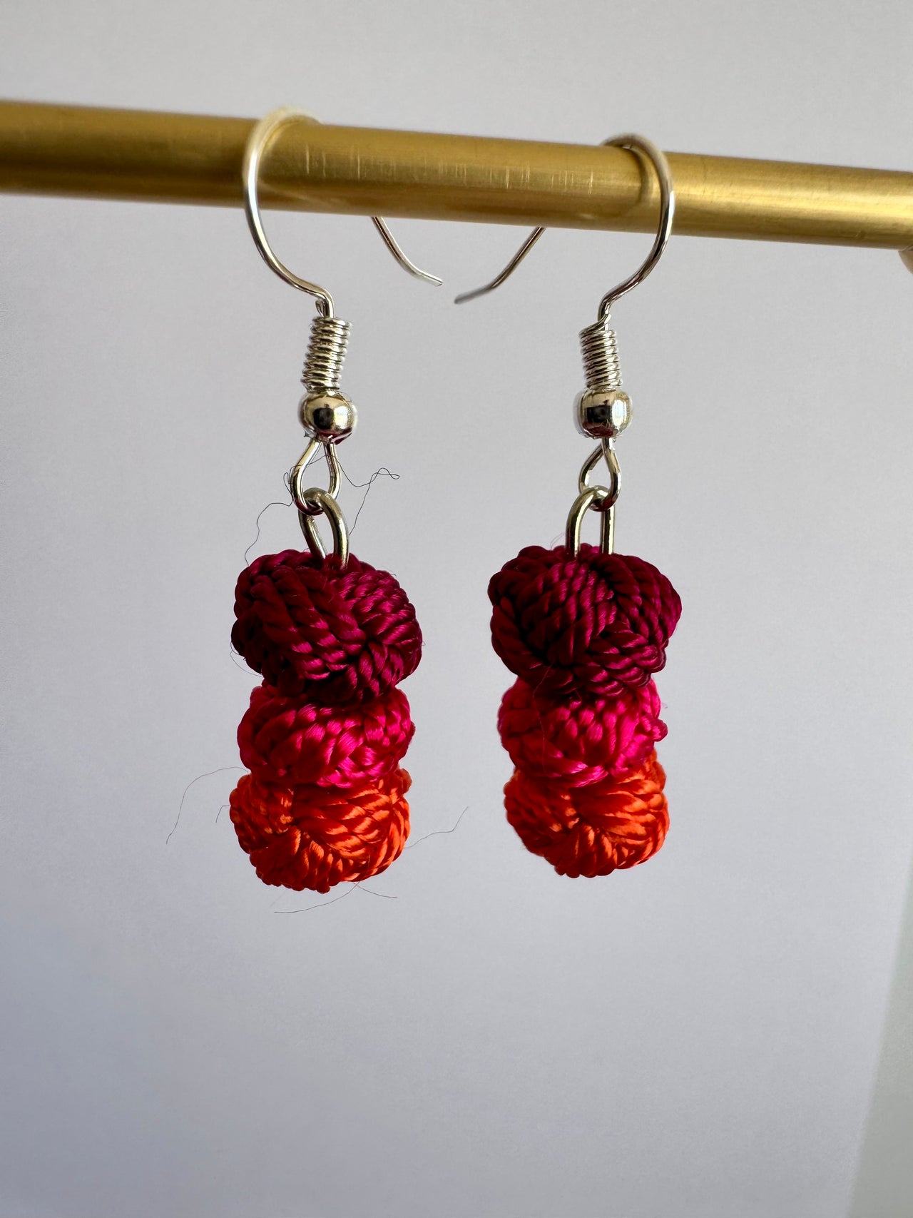 Silk Earrings – Hot Pink & Orange Drop