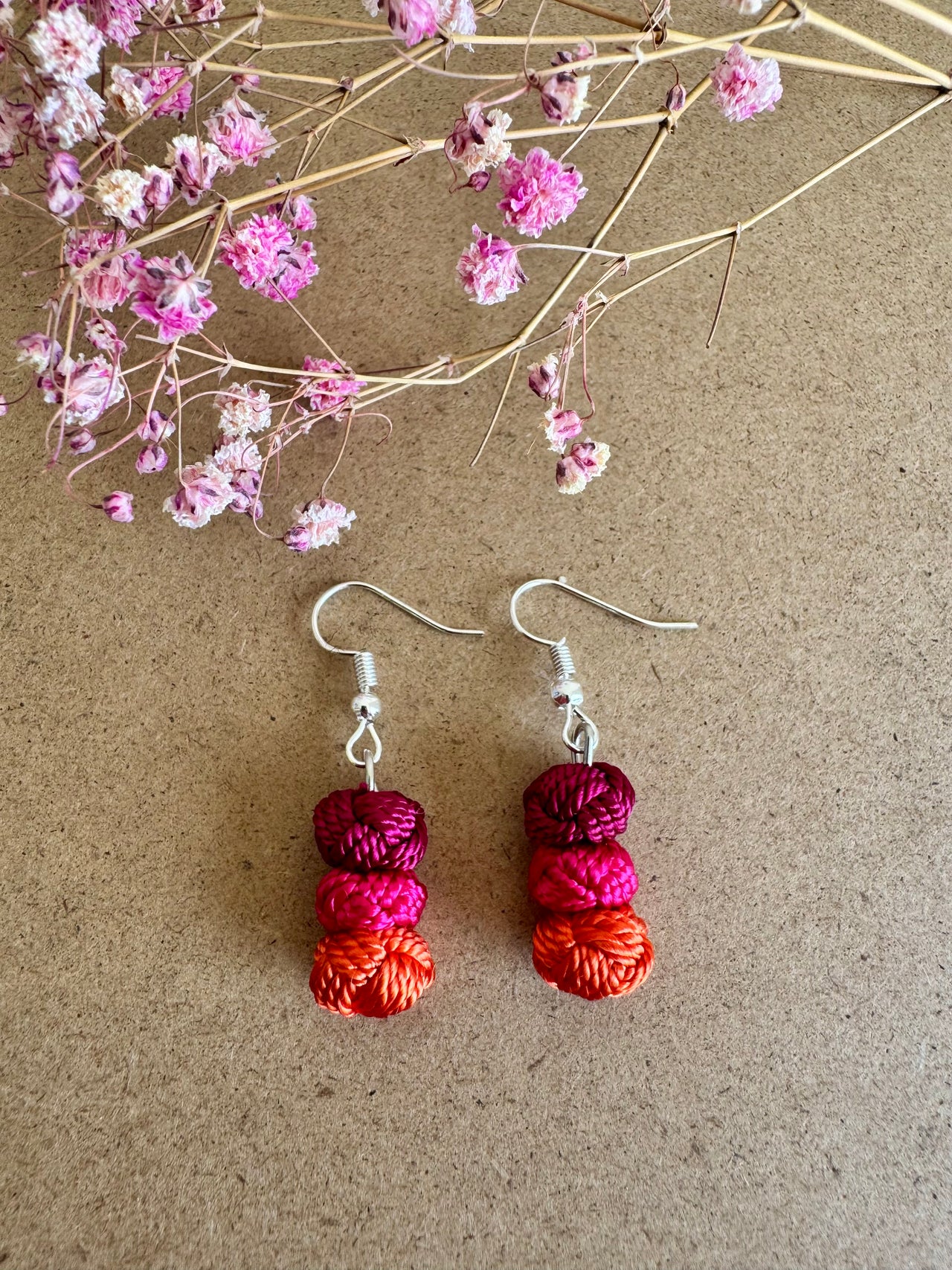 Silk Earrings – Hot Pink & Orange Drop