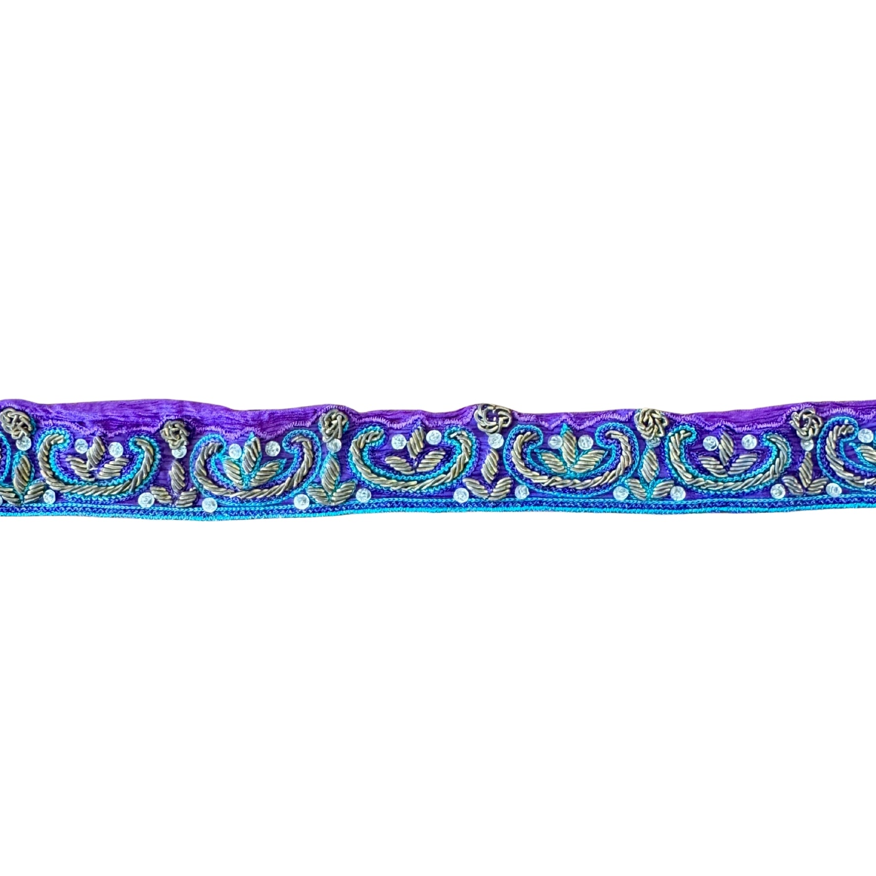Decorative band with purple and gold patterns on a white background