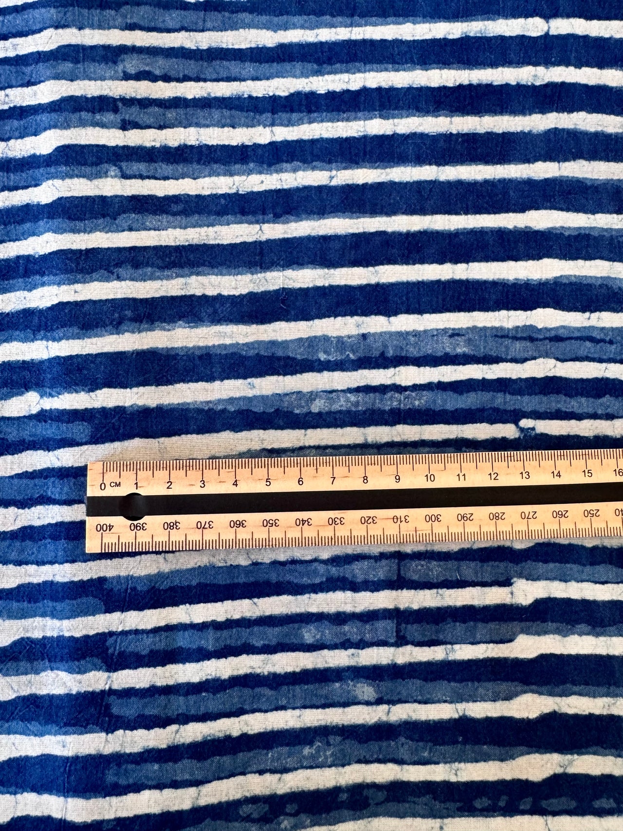Block Print Cotton Fabric - Indigo & White Stripe