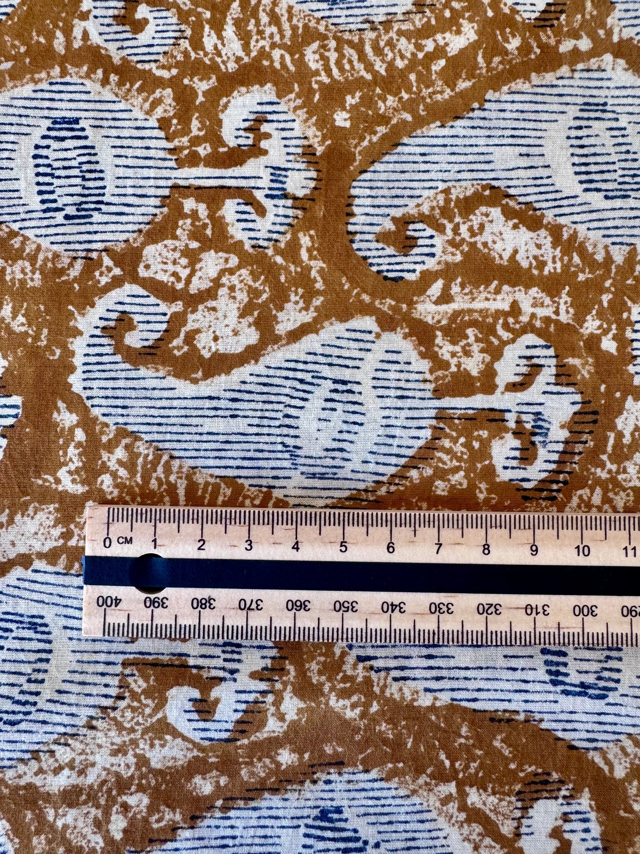 Block Print Cotton Fabric - Mustard With White Paisley