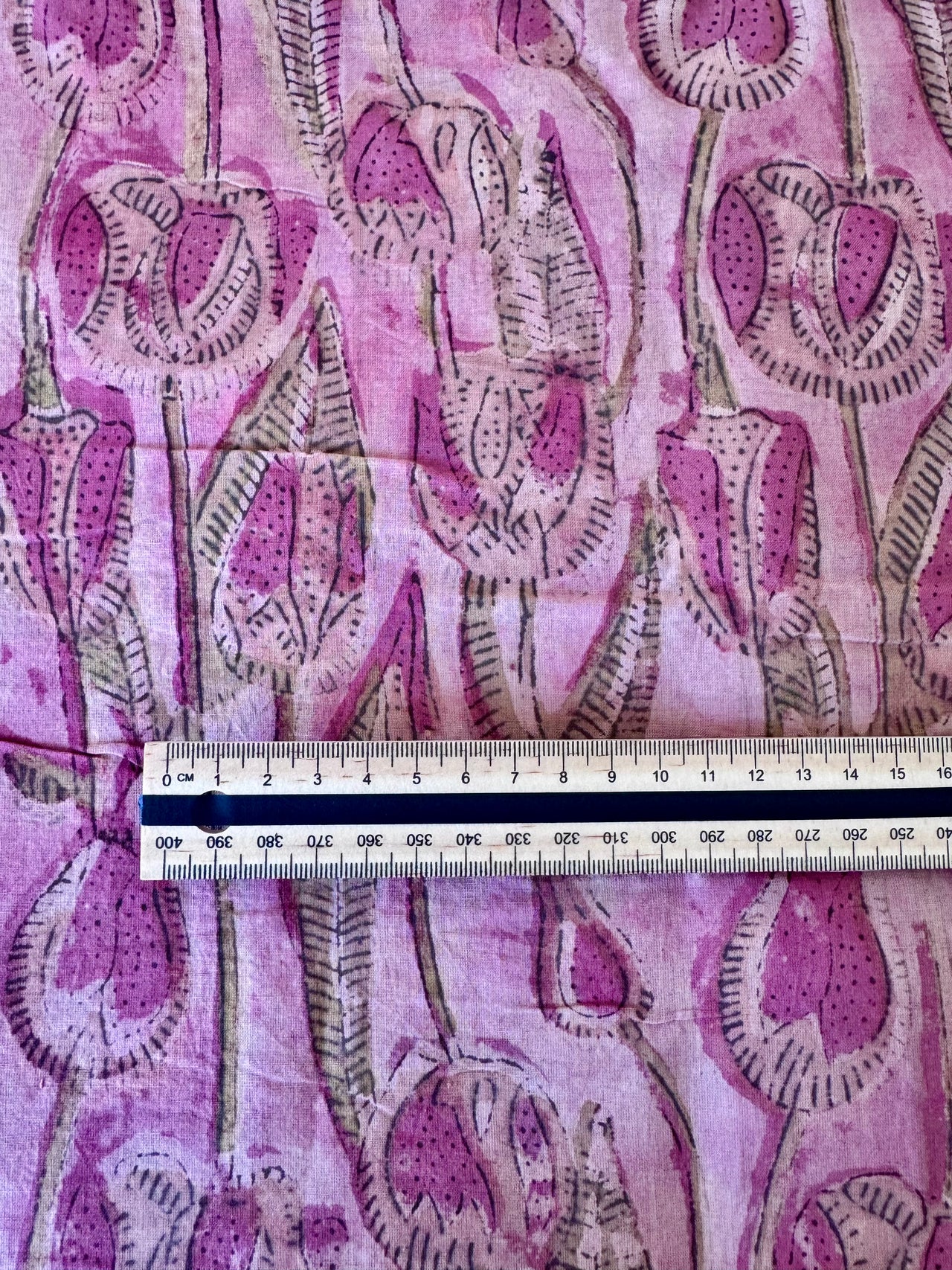 Block Print Cotton Fabric - Pink Natives