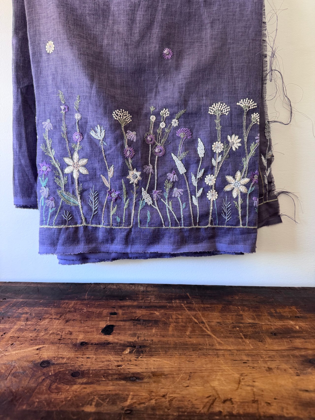 Linen Fabric - Mauve Floral