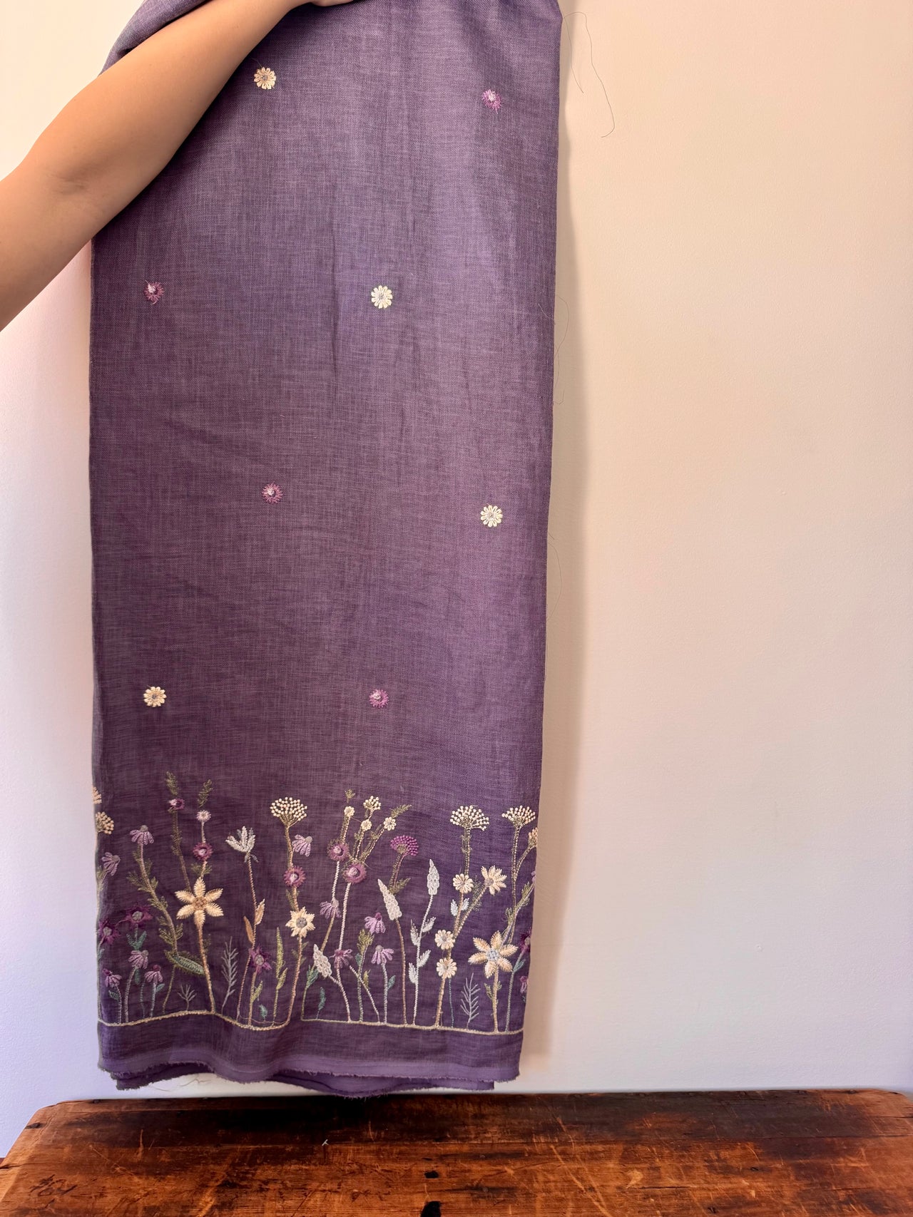Linen Fabric - Mauve Floral