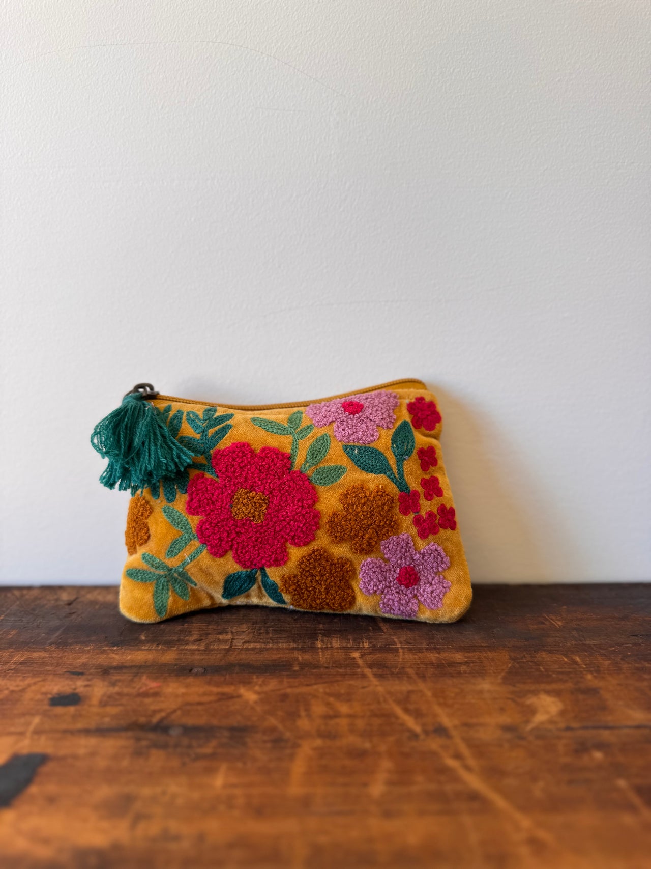 Small Velvet Purse – Yellow Floral