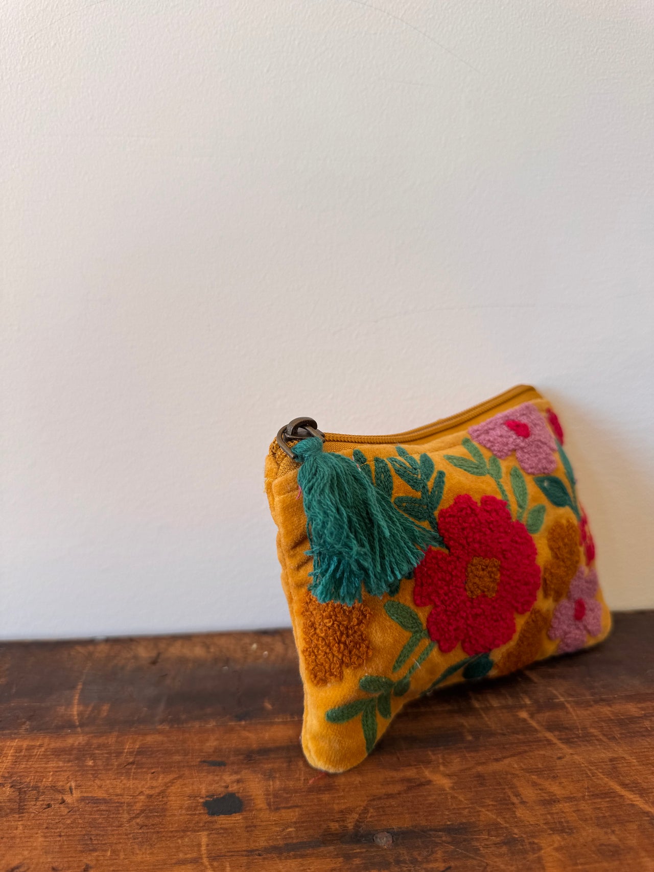 Small Velvet Purse – Yellow Floral