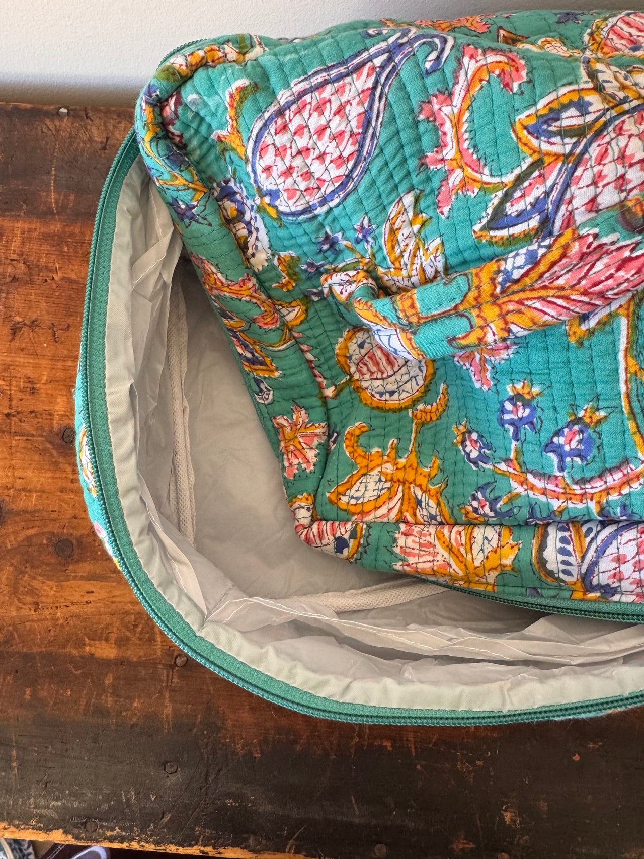 Makeup Bag - Aqua Green Floral