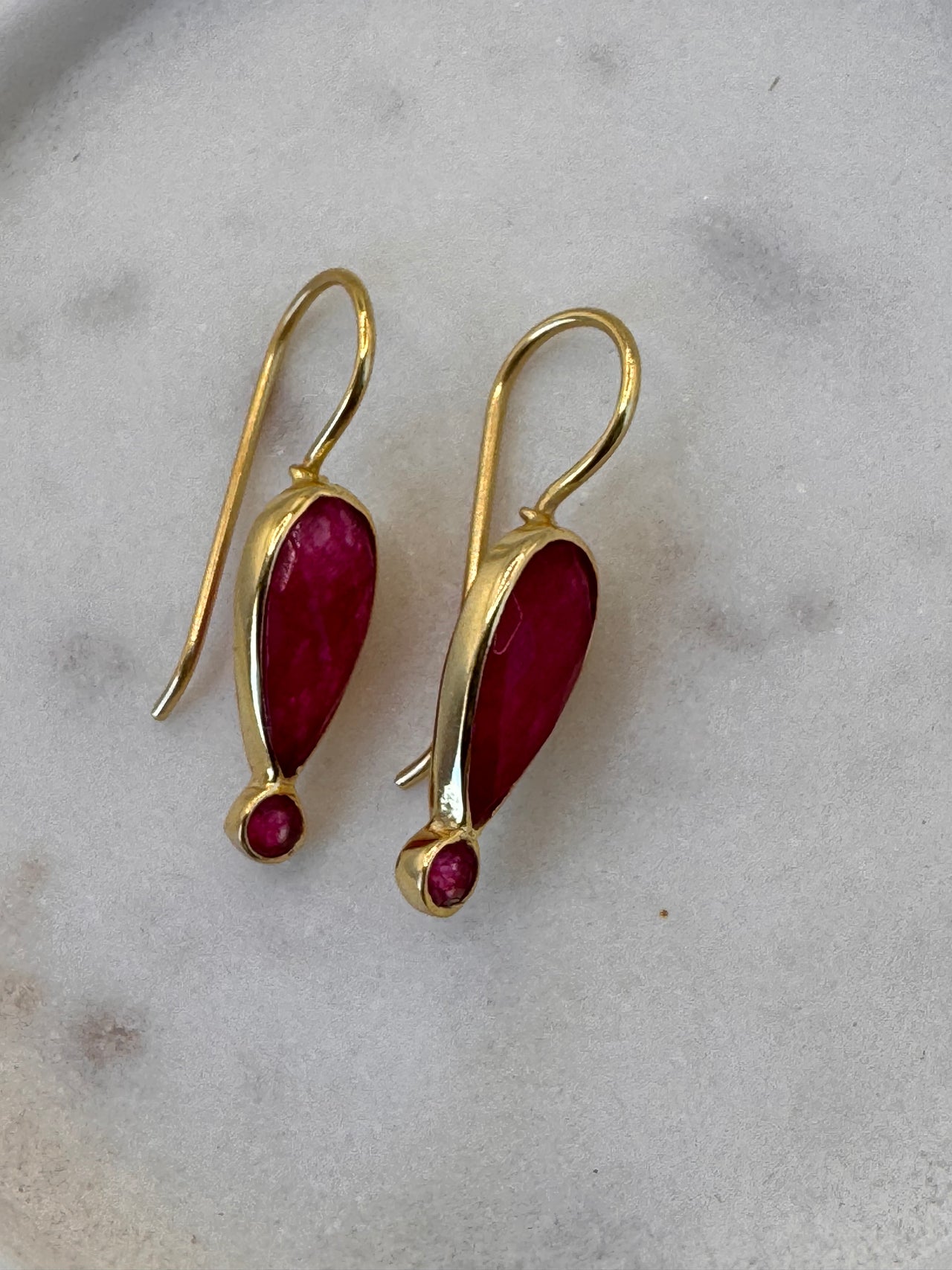 Pink Quartz Teardrop Earrings