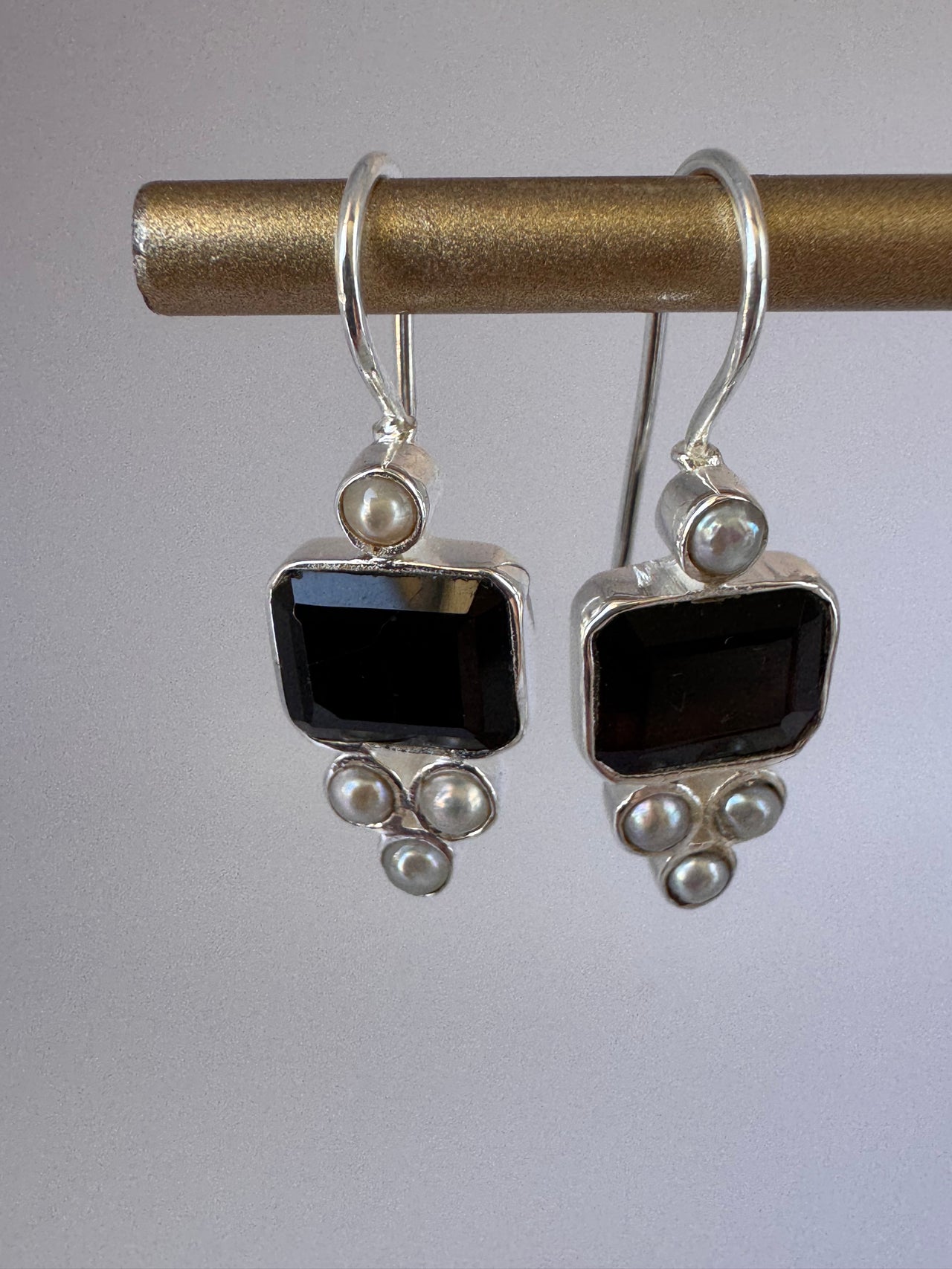 Black Onyx Silver Earrings