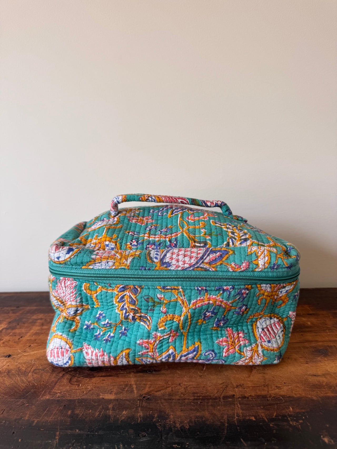 Makeup Bag - Aqua Green Floral