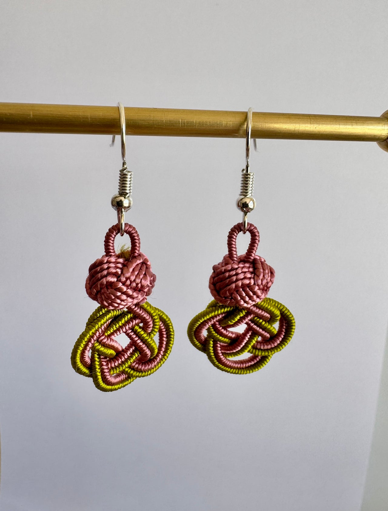 Green Pink Knot Earrings - EM002