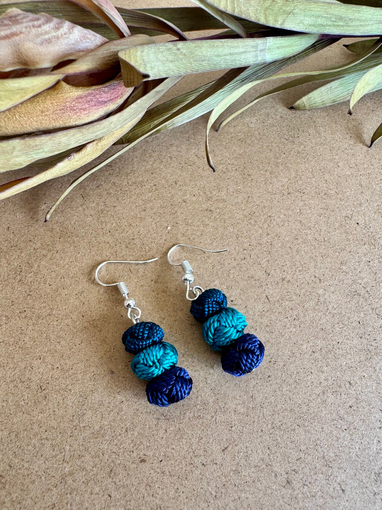 Blue & Turquoise Ball Earrings - EM008