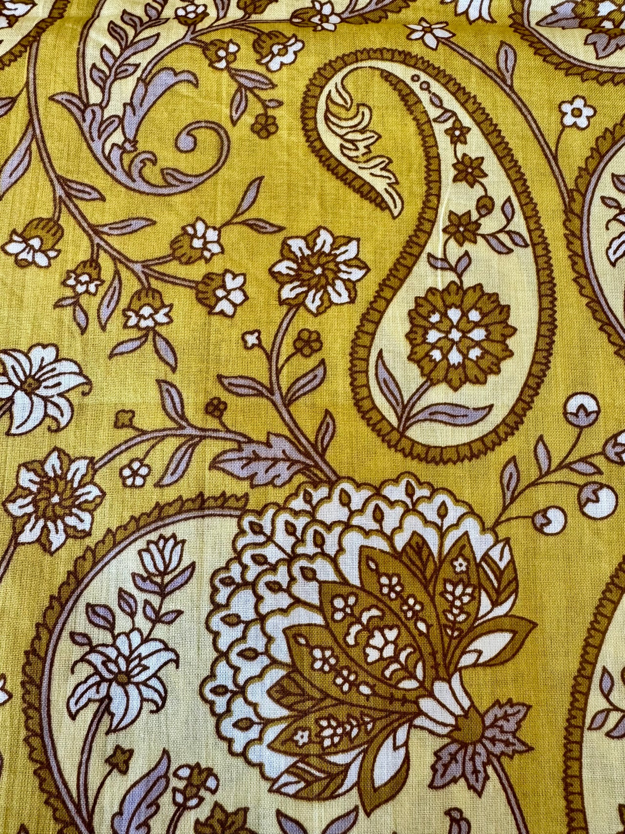 100% Cotton Fabric – Mustard Paisley
