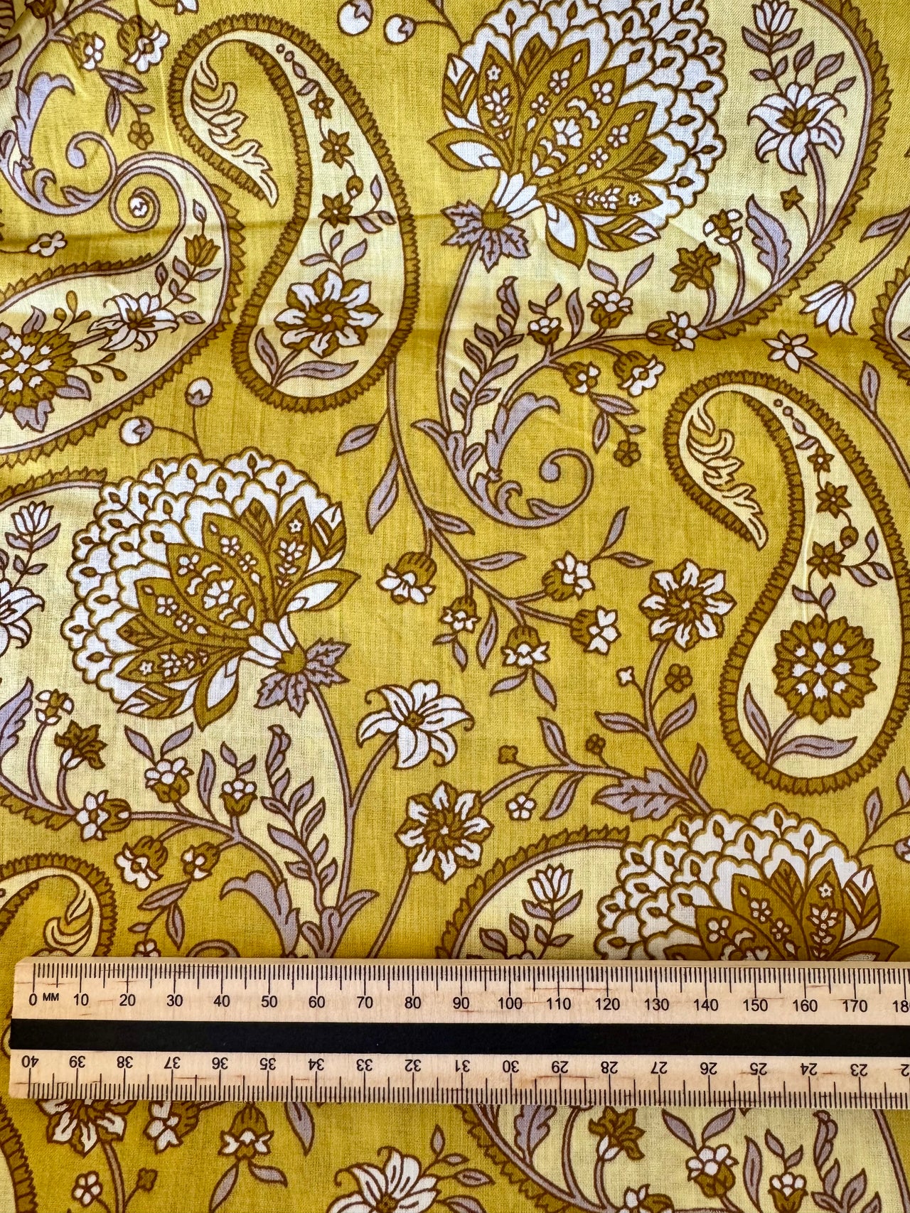 100% Cotton Fabric – Mustard Paisley