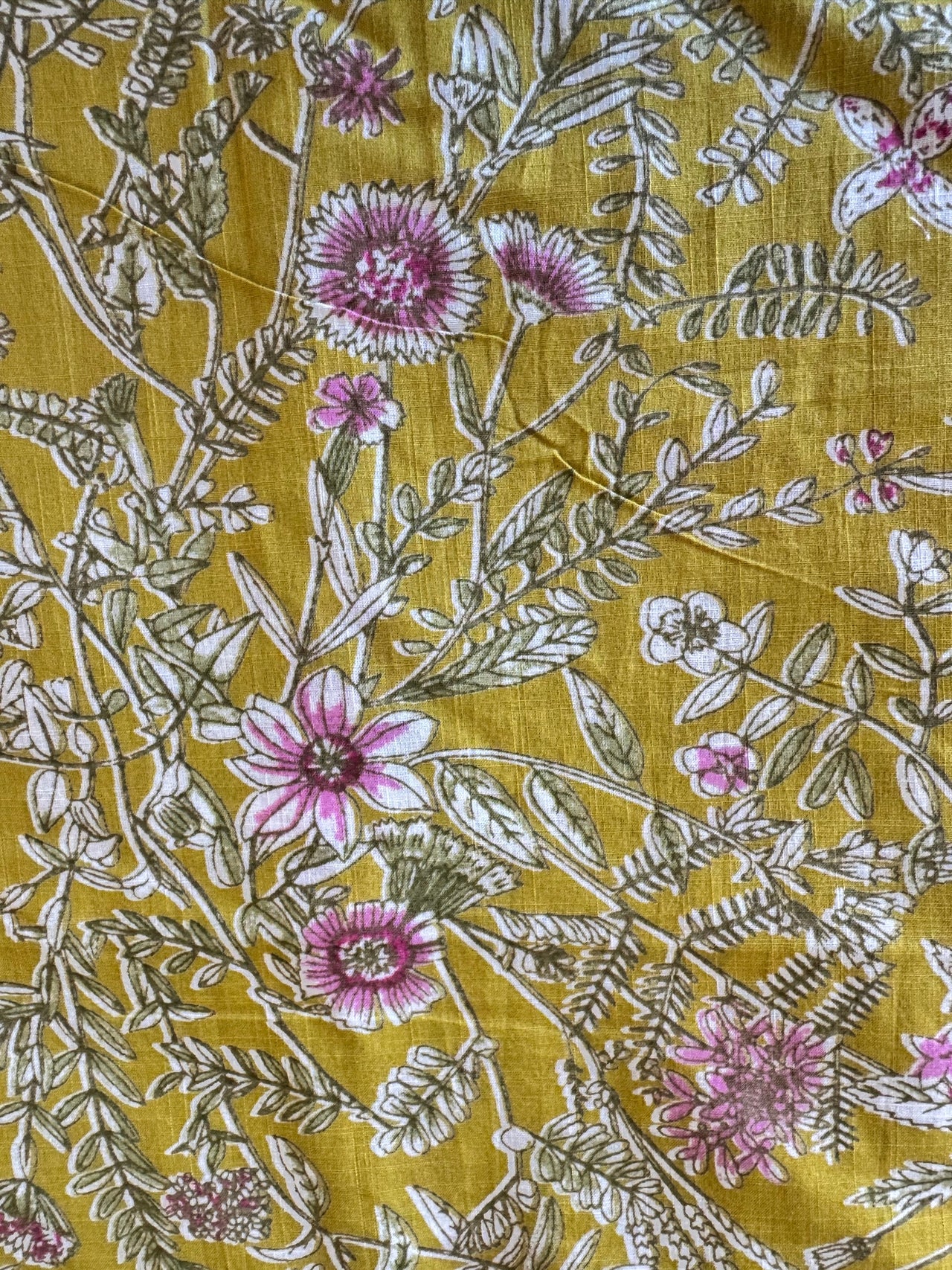 100% Cotton Fabric – Yellow & Mauve Floral