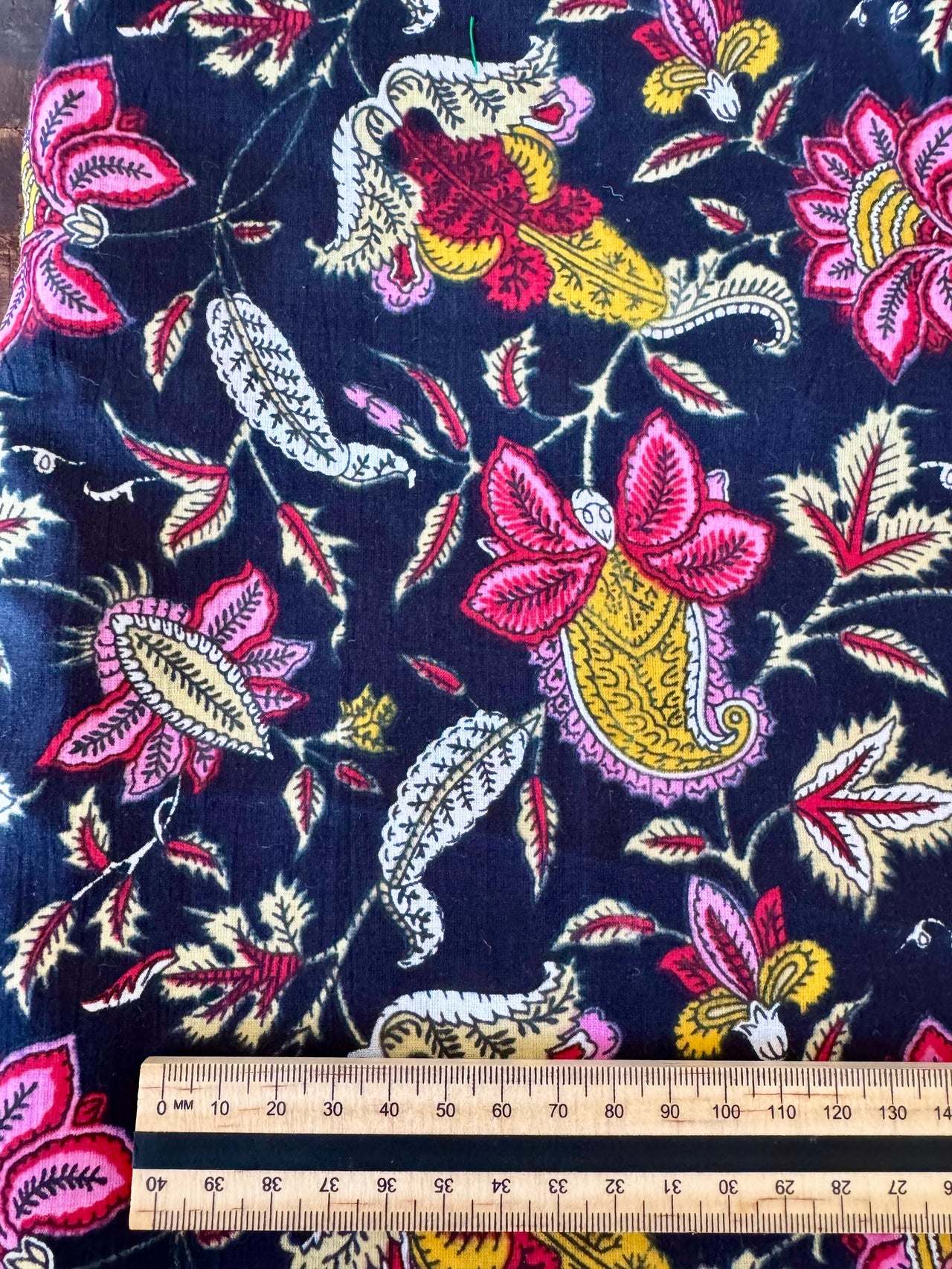 100% Cotton Fabric – Navy Floral With Pink & Yellow Floral