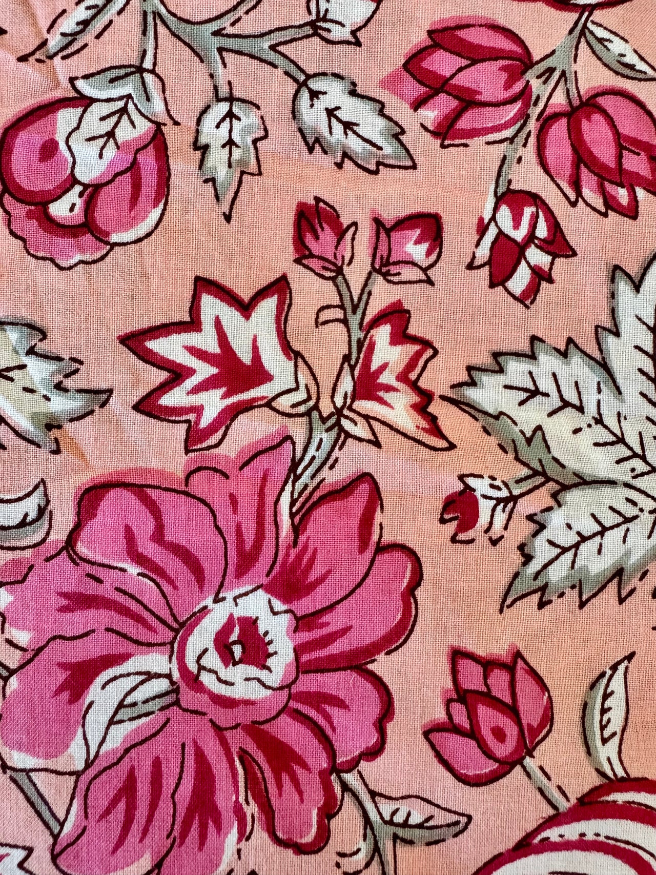 100% cotton fabric – Pink, White and Hot Pink Floral
