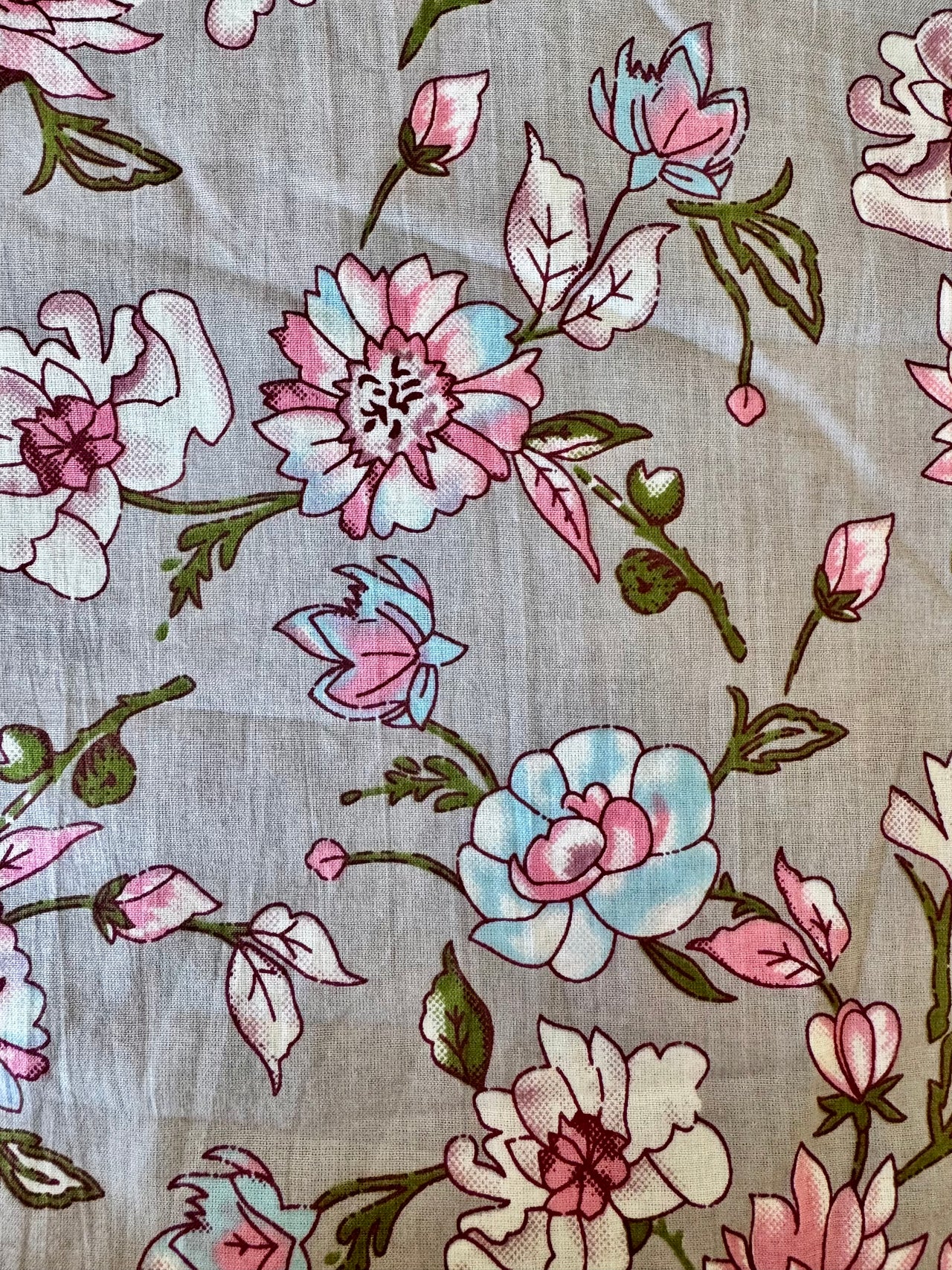 100% Cotton Fabric – Grey Floral