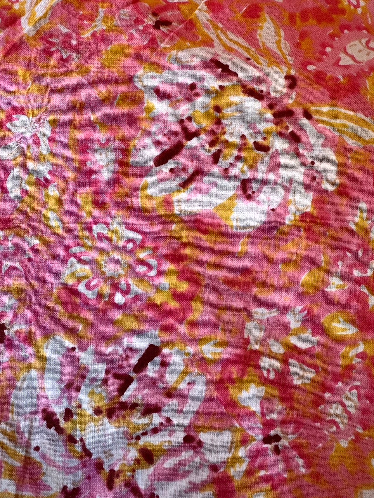 100% Cotton Fabric – Orange, Pink & Yellow Floral