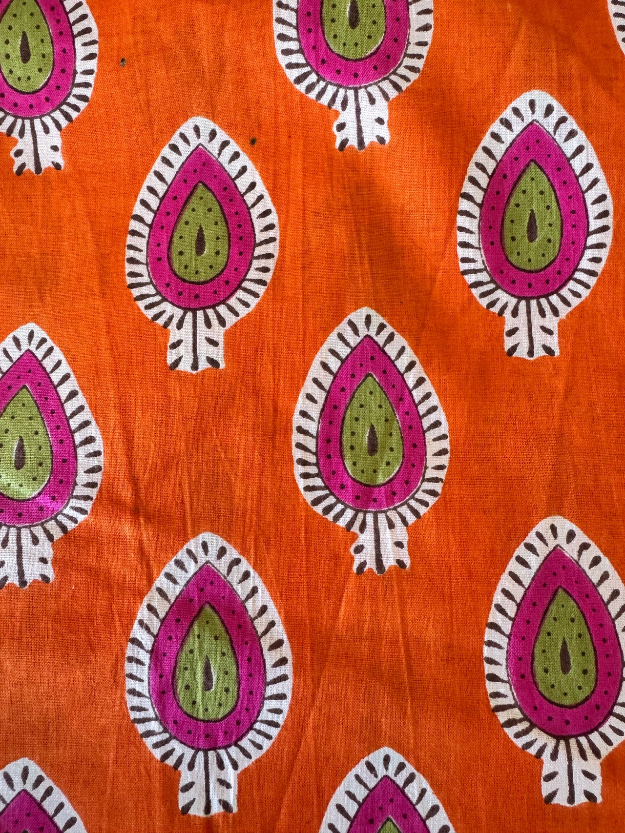 100% Cotton Fabric – Orange, Hot Pink & Green