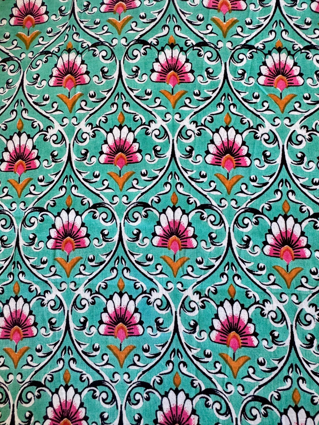 100% Cotton Fabric – Teal & Pink Floral