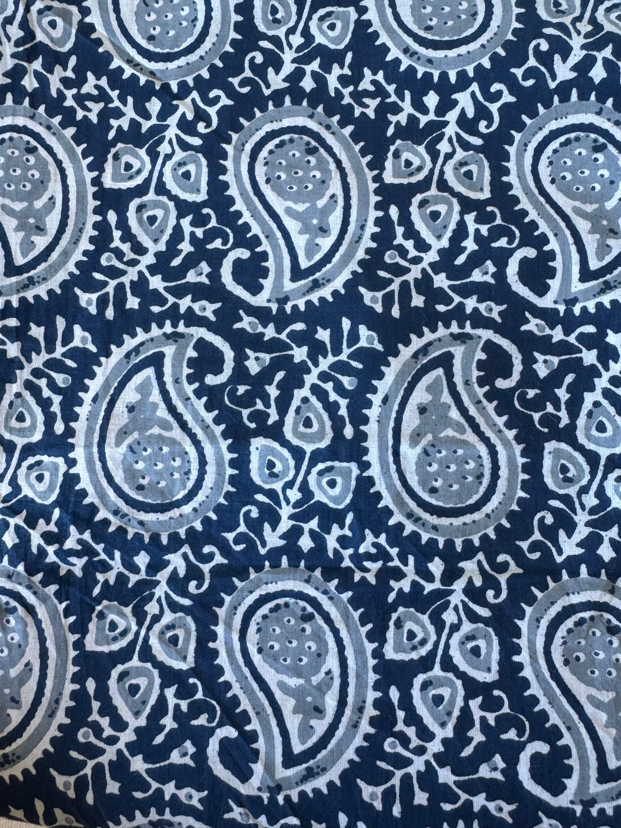 100% Cotton Fabric – Navy & Blue White Paisley