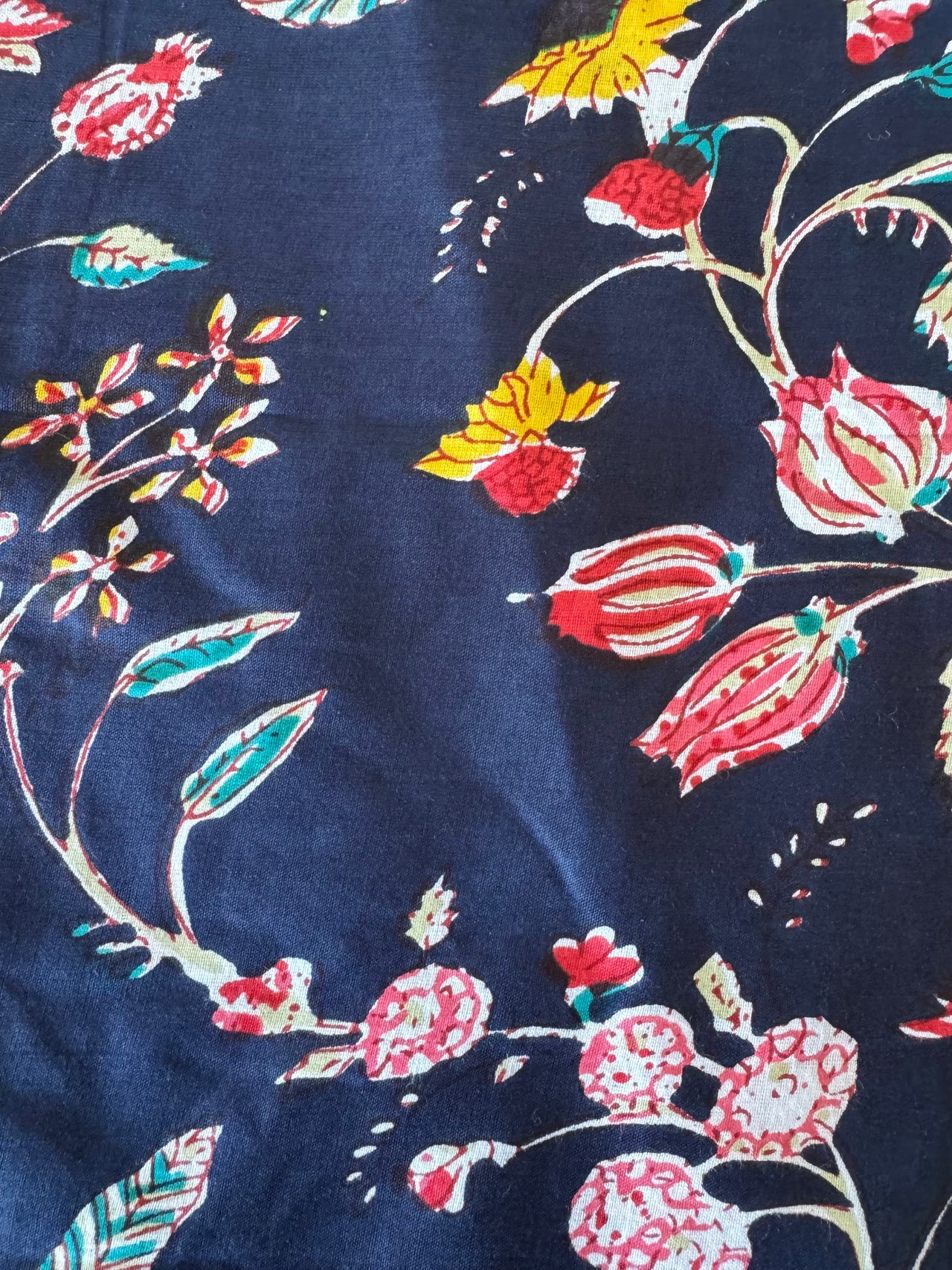 100% Cotton Fabric – Navy Floral With Strawberries