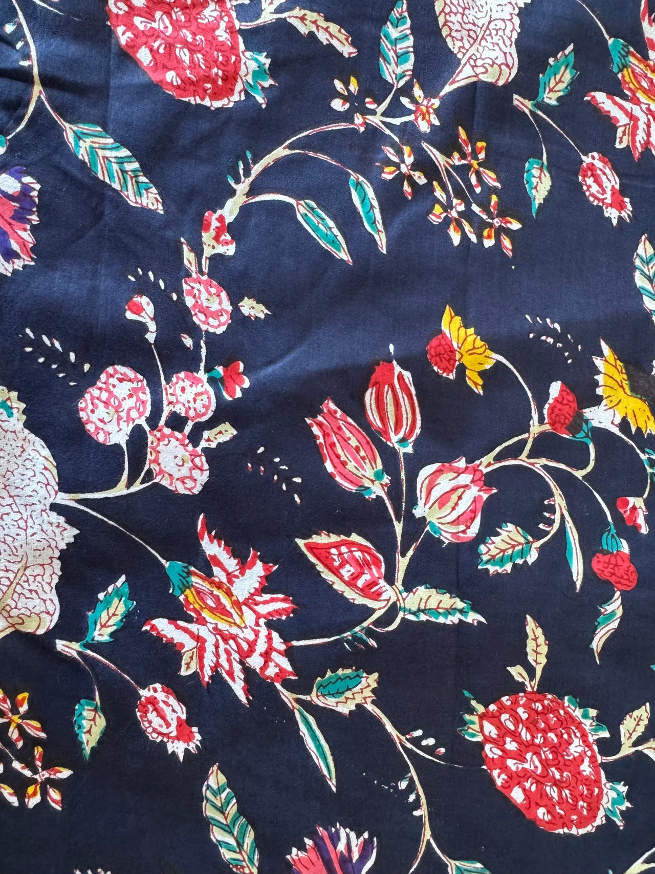 100% Cotton Fabric – Navy Floral With Strawberries