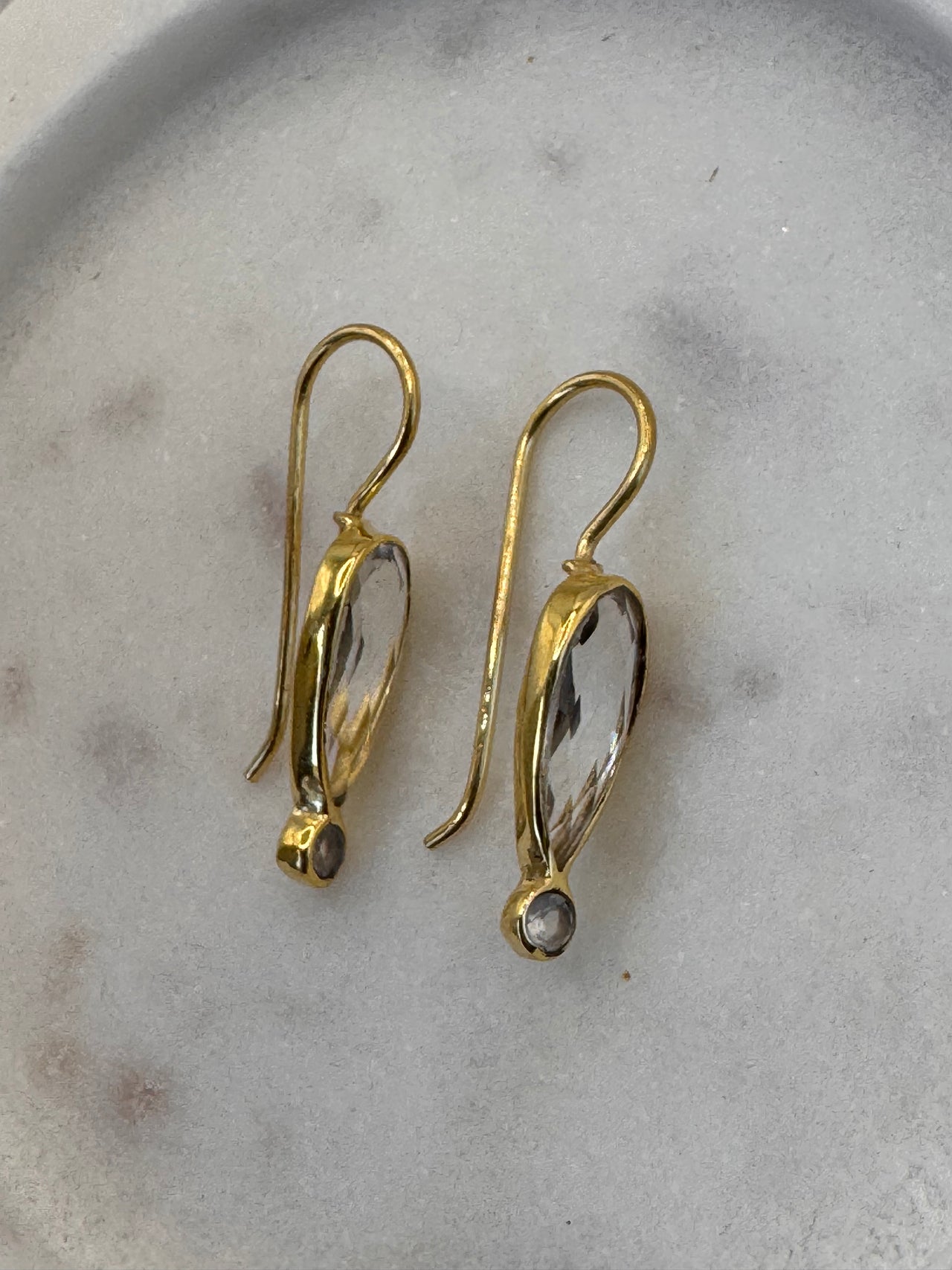 Crystal Gold Teardrop Earrings